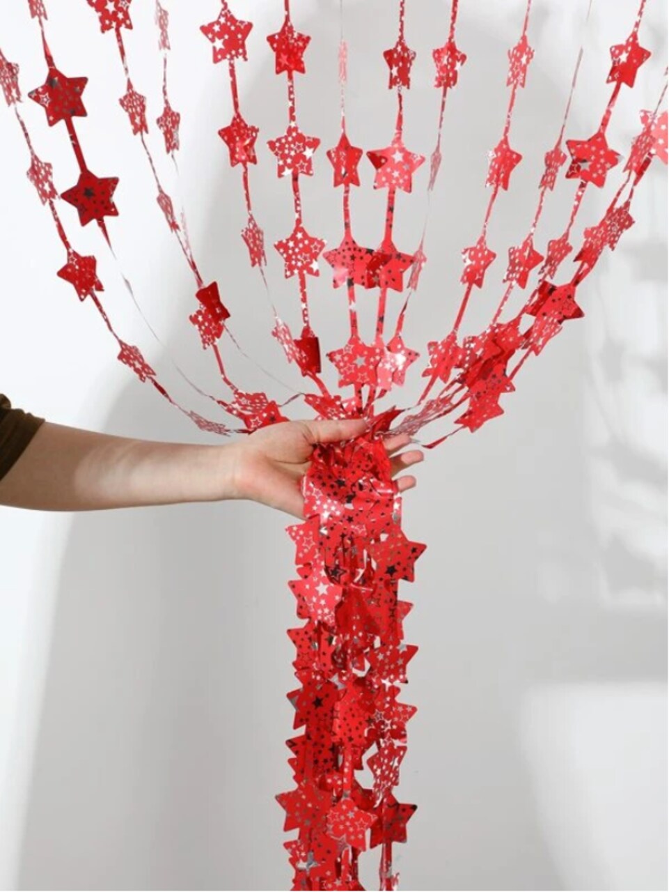 Metallic Red Star Tassel Curtain Backdrop, 39" x 78" Party & Event Decoration